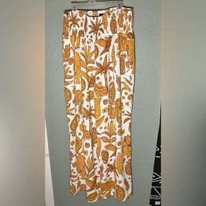 Cider Wide Leg Boho Flowy Gold Lightweight Harem Tropical Pants Size 1XL